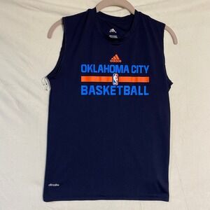 Adidas Oklahoma City Basketball Sleeveless Shirt Navy Blue Kids Medium 10/12 NBA
